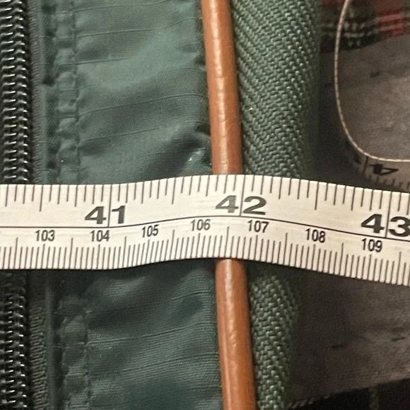 Vintage Eddie Bauer Green Garment Bag with Brown Trim - Picture 14 of 15